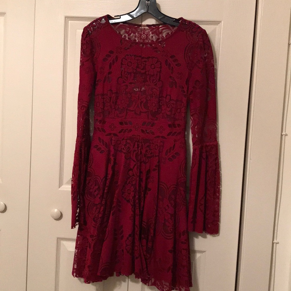 Free People Cranberry Lace Dress Size Small
